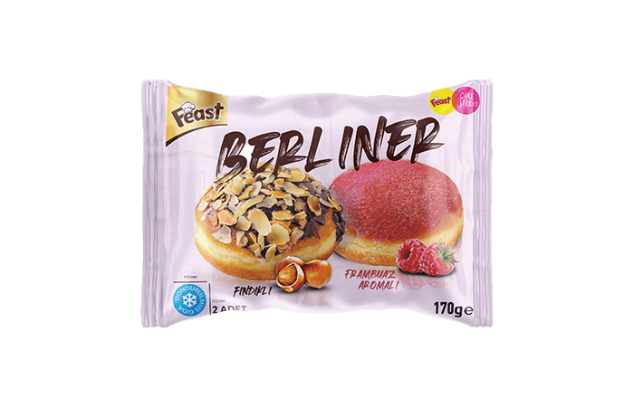 Raspberry-Flavored & Hazelnut Cream-Filled Almond Berliner